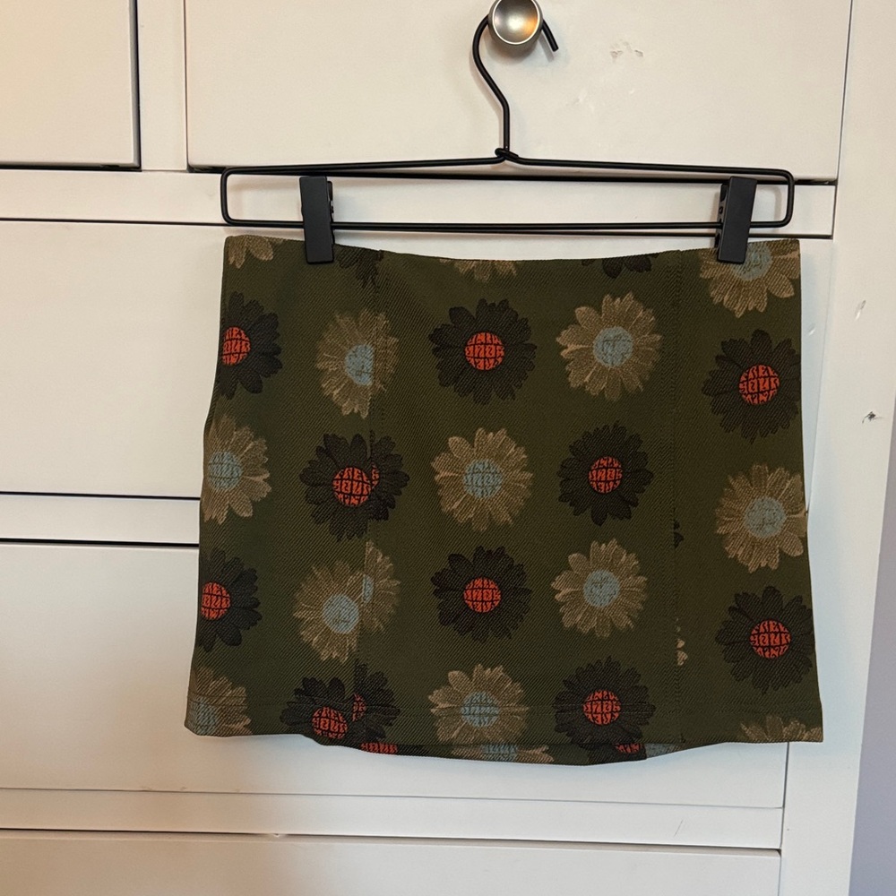 Urban Outfitters Olive Floral Mini Skirt